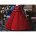 thumbnail image 4 of Enfants Bébé Filles Princesse Robe à Manches Longues Paillettes Maille Anniversaire Robe de Banquet Rouge 11-12 Ans, 4 of 8