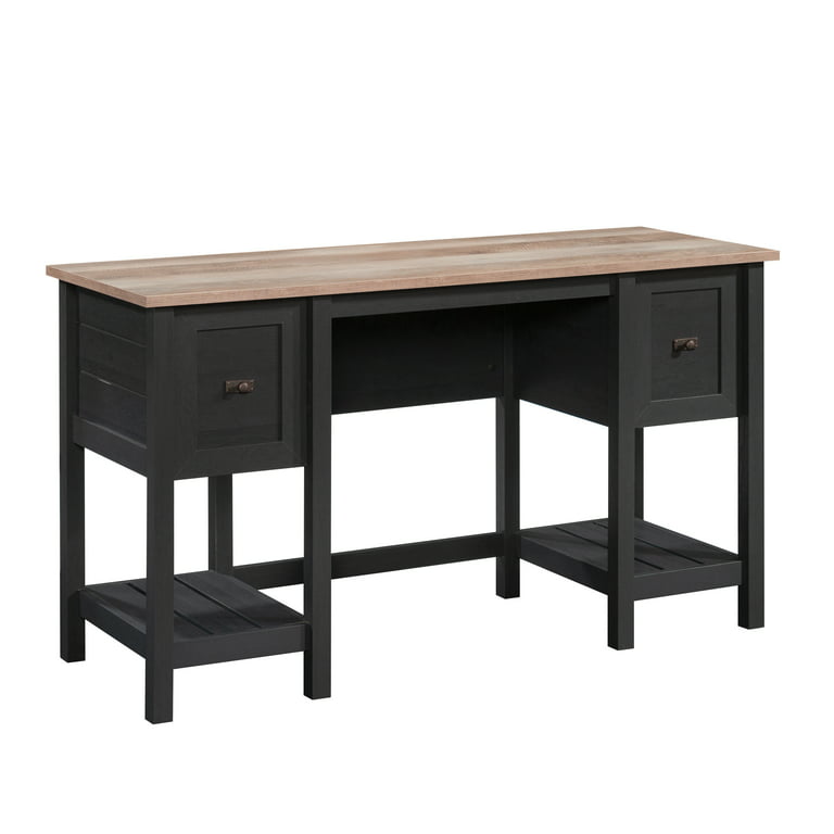 Wycliff Bay Sonoma Double Pedestal Desk in Dark Roast and Natural