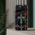 thumbnail image 3 of DistinctInk Hybrid (Acrylic / TPU) Clear Slim Fit Case for Apple iPhone 12 Pro MAX (6.7" Screen) - "Vibrant Hand-Drawn Christian Crosses on Black Background", 3 of 8