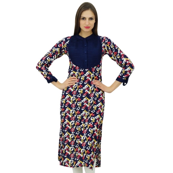 Bimba Women Designer Straight Kurta Tunic Chic Rayon Kurti Ethnic Custom Clothing
