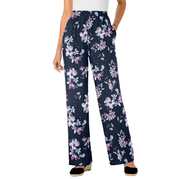 Woman Within Plus Size Petite Pull-On Elastic Waist Soft Pants