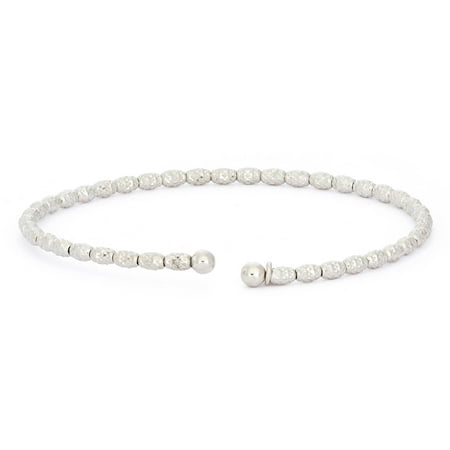 Giuliano Mameli Sterling Silver Rhodium-Plated Faceted Oval Beaded Bracelet