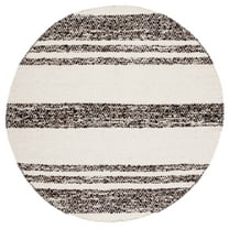 SAFAVIEH Natura Zyana Geometric Striped Area Rug, Black/Ivory, 6' x 6' Round