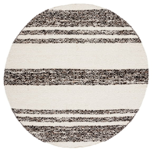 SAFAVIEH Natura Zyana Geometric Striped Area Rug, Black/Ivory, 6' x 6' Round