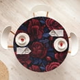 thumbnail image 4 of Ambesonne Floral Fitted Round Tablecloth, Roses and Petals Comics Vibe, 56"- 60" Diameter, Dark Coral and Violet Blue, 4 of 5