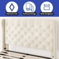 thumbnail image 5 of ModFusion Queen Size Upholstered Bed Frame , with Valvet Headboard , Footboard, Wingback, Beige, 5 of 9
