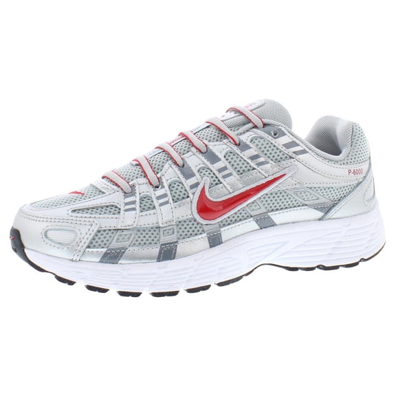 Nike P-6000 GS Boys Shoes Size 4.5, Color: Metallic Silver/Gym Red