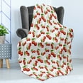 thumbnail image 4 of Fruit Soft Flannel Fleece Throw Blanket, Cherry Design Fresh Berry Fruit Summer Green Garden Macro Digital Print, Cozy Plush for Indoor and Outdoor Use, 50" x 60", White Vermilion Green, by Ambesonne, 4 of 5