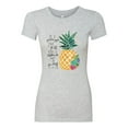 thumbnail image 2 of Wild Bobby, Pineapple Stand Tall Wear Crown And Stay Sweet Inside Arty Inspirational Pop Culture Womens Slim Fit Junior Tee, Heather Grey, 2XL, 2 of 3