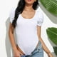 thumbnail image 4 of Top de Manga Corta de Verano para las Mujeres Cuello Redondo Manga Corta Plisado Cuerpo Sólido, Blusa Sexy de Poliéster, Lavado a Mano Casual, 4 of 7