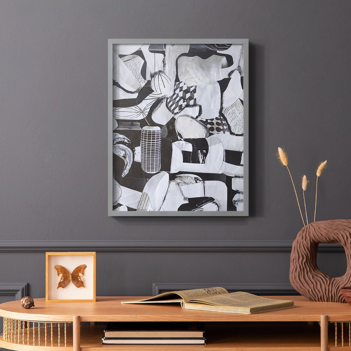 Beverlywood City Forms Framed Print in Gray Solid Wood Framed Print No Nail Hanging