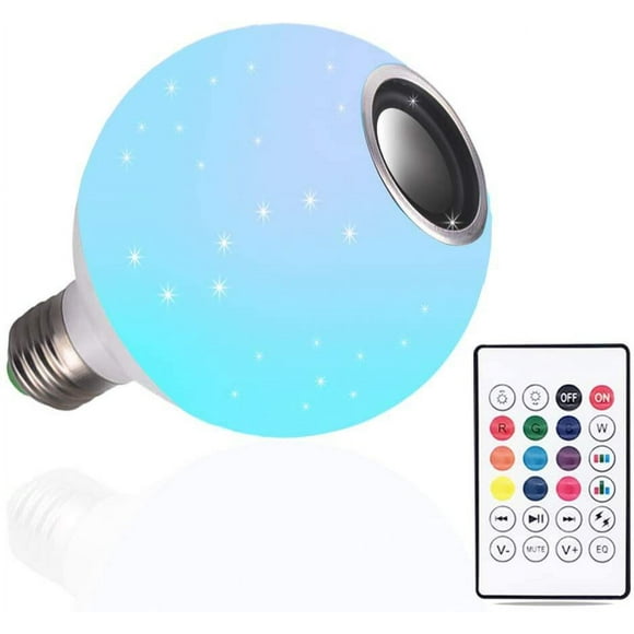 E27 LED Wireless Light Bulb Speaker RGB Disco Bluetooth Light Bulb Speaker Color Conversion Light, with 24 Keys Remote Control, Party Color Remote Control, Atmosphere Creation