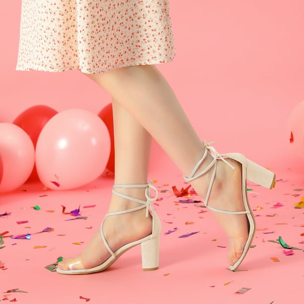 Lace up clear heels clearance