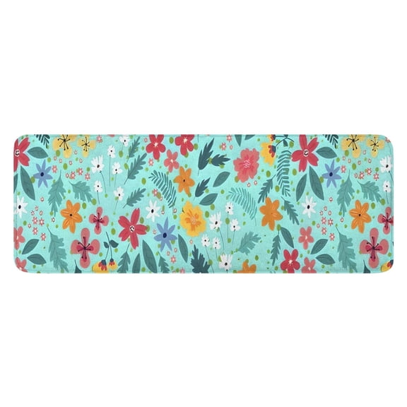 Pioneer Flower Floral Print Pattern Kitchen Rug Mat,Kitchen Runner Rugs Non Skid Washable,Decorative Kitchen Floor Mats for Kitchen,Sink,Laundry,17"x47.2"