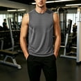 thumbnail image 2 of Plus Size Big & Tall Men's Summer Quick Dry Tank Top Muscle Singlet Crewneck Loose Fit Breathable Moisture Wicking Cooling Sports Gym Workout Training Casual Tops Sleeveless, 2 of 6