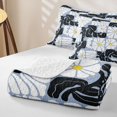 thumbnail image 4 of Homewish Vintage Daisy Floral Twin Quilt Set,Boho Geometric Art Twin Coverlet Set,White Blue,2pcs, 4 of 7