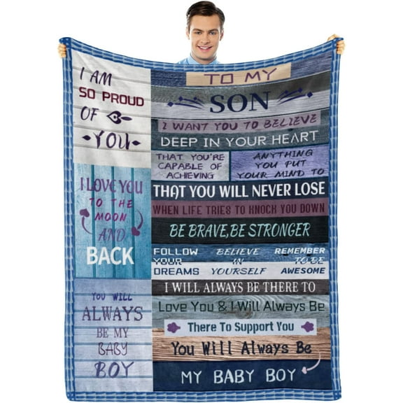LHSHID Son Blanket Gift from Mom Dad Soft Fleece Throw Blanket Birthday Gift for Son Graduation Gift Ideas Luxury Blankets for Bed Sofa and Travel 30x40in