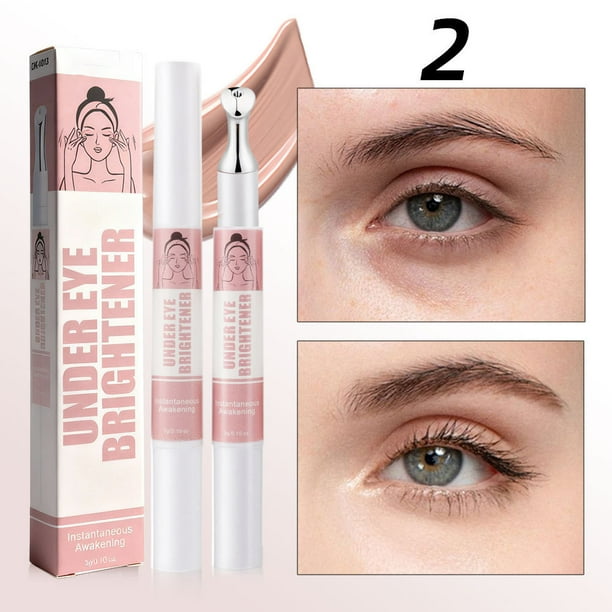Crema iluminadora para contorno de ojos con aplicador de rodillo metálico - Crema para ojos con ácido hialurónico para ojeras, líneas finas e hinchazón