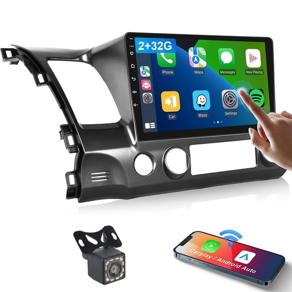10.1 Inch IPS Touchscreen Android 12 Car Stereo for Honda Civic 2006-2011 with Wireless CarPlay & Android Auto 2 64GB Car Radio, Support GPS, WiFi, Bluetooth, FM Radio, Backup Camera, SWC, Dual USB