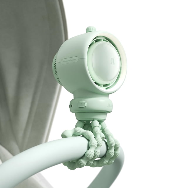 Ventilador para cochecito JISULIFE sin aspas, portátil, recargable, verde