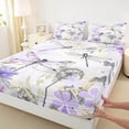 thumbnail image 3 of Manfei Colorful Flower Dandelion Twin Sheet Sets,Wild Rustic Dragonfly Twin Fitted Sheet,Purple White Flat Sheet For Teens,Super Cozy Room Decor,3-Piece, 3 of 7
