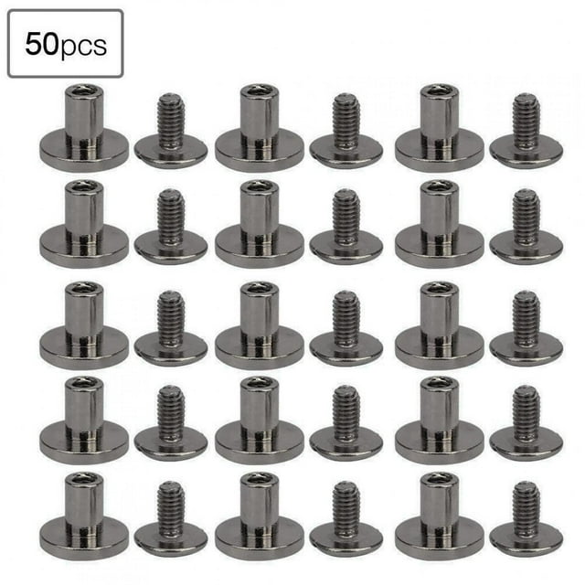 Cergrey Rivet Kit,Flat Head Rivet,50 Set 8mm Pure Copper Flat Head Rivets Leather Strap Screws Kit For Notebook Binding