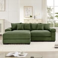 thumbnail image 2 of FFH 92" Oversized Sectional Sofa, L-Shaped Couch with Ottoman, 2 Seater Corduroy Cloud Sofa Living Room, Green, 2 of 16