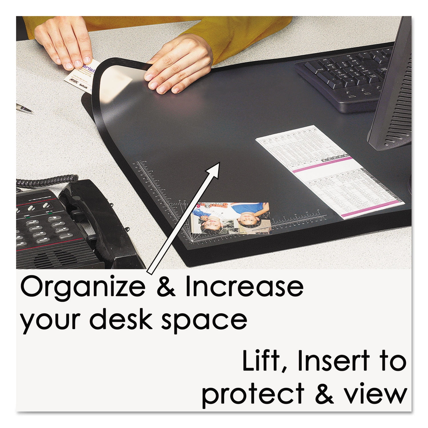 Artistic Lift-top Pad Desktop Organizer With Clear Overlay, 24 X 19, Black