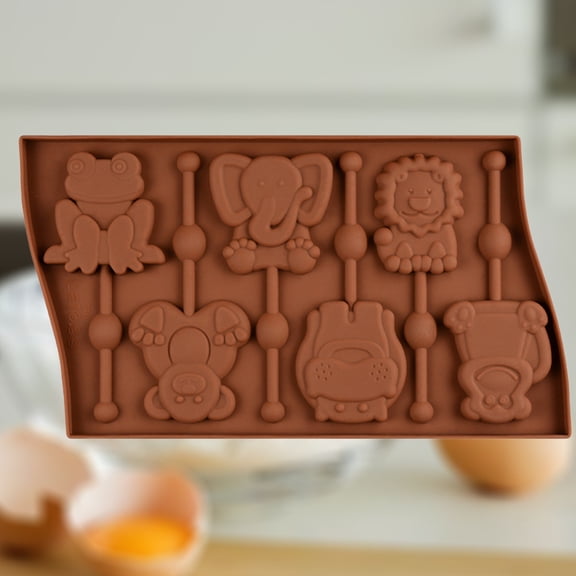 HONITANO Cute Animals Lollipop Moulds 1Pcs Silicone Baking Mold For Chocolate And Candy Making