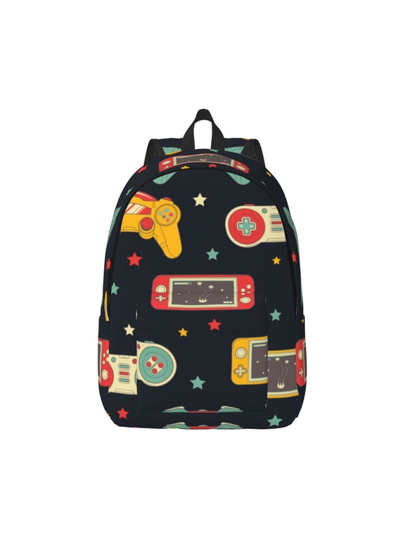Xecao Retro Video Game for Canvas College Laptop Backpack, Durable Rucksack Travel Notebook Bag School Backpack Book Bag for Men Women