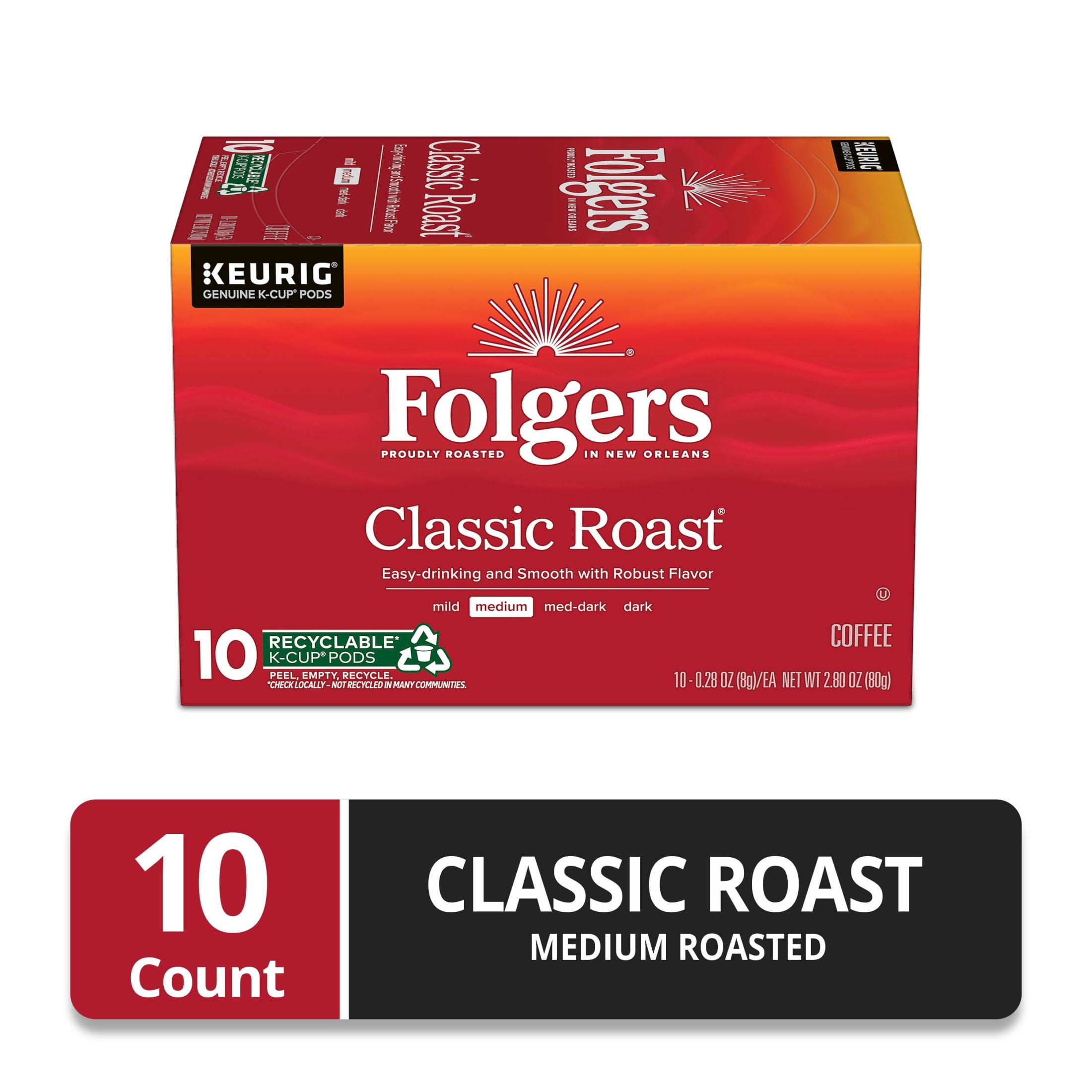 (6 pack) Folgers Classic Roast Medium Roast Coffee, Keurig K Cup Pods, Limited Edition Design for America’s 250th Anniversary, 10 Count Box
