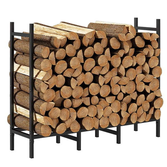Support de Bois de Chauffage Extérieur Intérieur de 4 Pi pour Rangement de Bois de Foyer, Support Empilable Réglable pour Bûches, Support de Bûches Robuste Stac