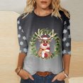 thumbnail image 2 of YDLCAFD T-Shirts Women Casual Fashion Round Neck Three Quarter Sleeve Flower Print T Shirt, 2 of 4