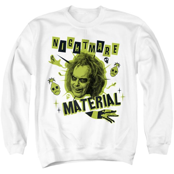 Beetlejuice Beetlejuice Nightmare Material Unisex Adult Crewneck Sweatshirt, White, 4X-Large