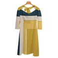 thumbnail image 6 of Abstract Geometric Color Block Design Women's 3/4 Sleeve Dresses Elegant A-Line Midi Dress Flare Summer Casual Sundress, 6 of 9