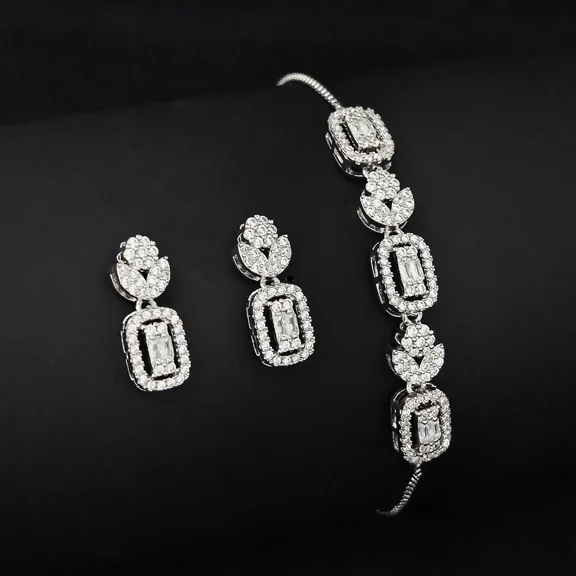 Arrival Unique Design Adjustable Silver Color Bride Jewelry Set for Women Anniversary Gift E030-R030-S030-X030