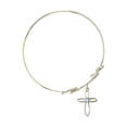 thumbnail image 2 of 7 1/2 inch Round Double Loop Bangle Bracelet w/ Loop Cross medal charm w/ March Blue Swarovski Crystal, 2 of 3