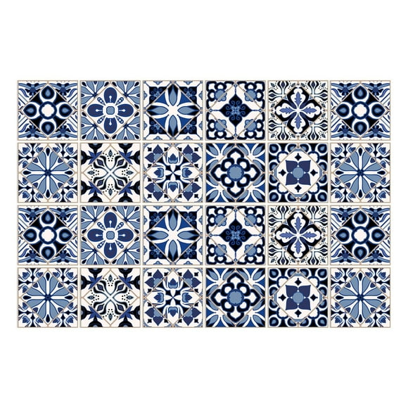 24 Sheet Peel and Stick Tile for Kitchen Backsplash Self Adhesive Moroccan Stick on Backsplash Mandala Wall Tiles Peel and Stick for Bathroom Laundry Room Cabinet Shower 4"x4"