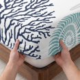 thumbnail image 3 of Twin Sze Fitted Sheet Set - Teal Navy Blue Coastal 2 Piece Bedding Sets 16" Deep Pocket Fitted Sheet with 1 Pillowcase, Summer Beach Coral Shell Ocean Brushed Microfiber Hotel Luxury Bed Sheets, 3 of 9