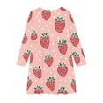 thumbnail image 3 of Odeerbi Teen Girls Strawberry Printed Skater Dress Cute Princess Dresses 4-14 Years Children Round Neck Long Sleeve Dress Teen Girls Clothes, 3 of 4