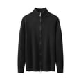 thumbnail image 4 of Men's Cardigan Sweaters Zip Up Knitted Cardigan Stand Collar Sweaters Solid Color Fall Winter Casual Comfy Sweater Jackt, 4 of 8