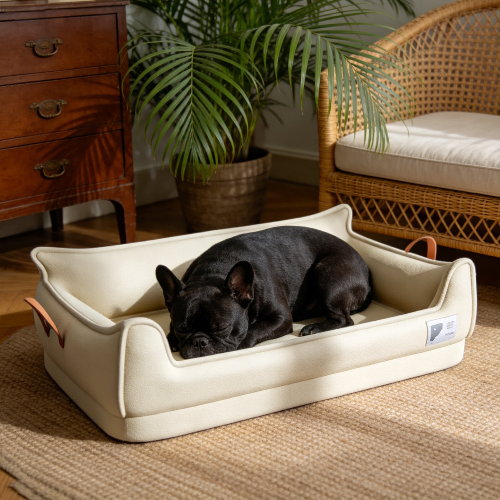 Waterproof Dog Bed for Medium Dogs – High-Back Orthopedic Pet Bed with Spine Support, Scratch-Resistant & Washable, Indoor Living Room/Bedroom Use, 36"x24"x12"
