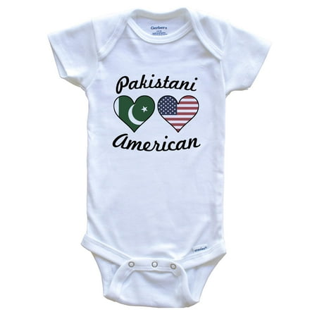 

Pakistani American Flag Hearts Baby Bodysuit 3-6 Months White