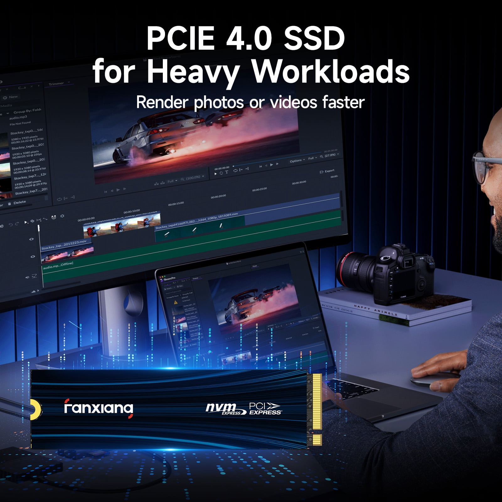 Fanxiang 1TB M.2 NVMe PCIe 4.0 x4 2280 Internal SSD | Up to 6300MB/s Read, 3D NAND with SLC Cache, Compatible with PS5, PC, Desktop & Laptop Storage Upgrade