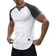 thumbnail image 2 of Short Sleeve T-Shirts for Men V Neck Tees Tops Mens Stretchy Slim Ribbed Basic Summer Casual Tshirts Shirts, 2 of 8