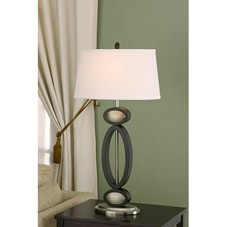 Infinity Brushed Nickel Finish - Artiva USA Infinity, Contemporary Design, 33.5-Inch Dark Walnut, Espresso and Brushed Steel Finished Modern Table Lamp