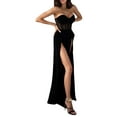 thumbnail image 6 of Women Tube Top Dress Sexy Bodysuit Dress High Waist Slit See Through Black Cocktail Party Gown Long Dress, 6 of 10