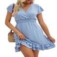 thumbnail image 4 of MesaSe Robe de Grossesse Courte d'Été pour Femmes à Manches Courtes, Col en V, Pois Suisses, Robe de Baby Shower, 4 of 7