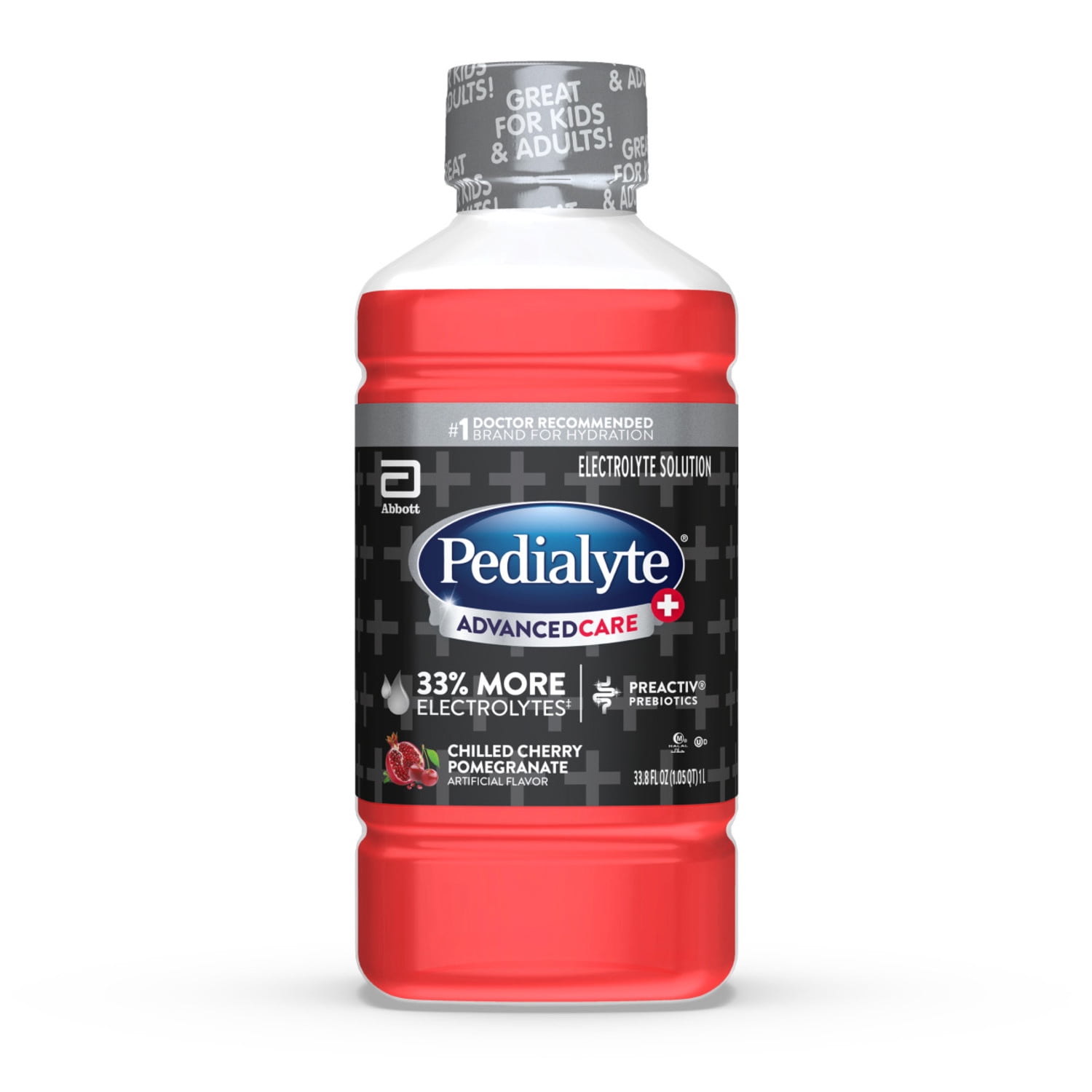 Pedialyte AdvancedCare Plus Electrolyte Drink, Chilled Cherry Pomegranate, 1 Liter