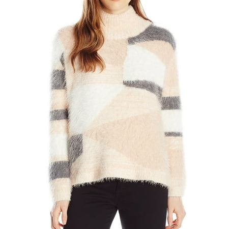 Vince Camuto NEW Pink Rose Womens Size L Turtleneck Colorblock Sweater